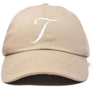 imageDALIX Initial Hat Letter T Womens Baseball Cap Monogram Cursive EmbroiderKhaki