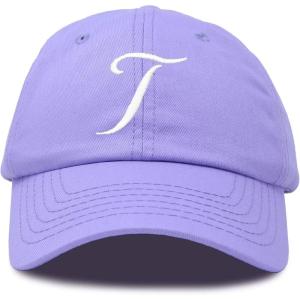 imageDALIX Initial Hat Letter T Womens Baseball Cap Monogram Cursive EmbroiderLavender