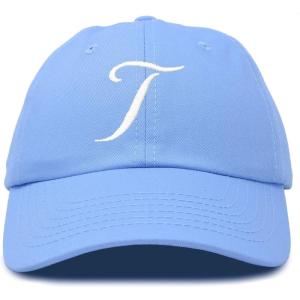 imageDALIX Initial Hat Letter T Womens Baseball Cap Monogram Cursive EmbroiderLight Blue
