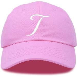 imageDALIX Initial Hat Letter T Womens Baseball Cap Monogram Cursive EmbroiderLight Pink