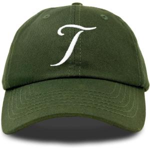 imageDALIX Initial Hat Letter T Womens Baseball Cap Monogram Cursive EmbroiderOlive