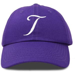 imageDALIX Initial Hat Letter T Womens Baseball Cap Monogram Cursive EmbroiderPurple
