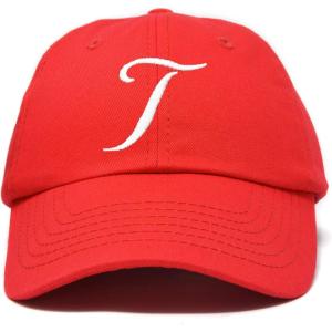 imageDALIX Initial Hat Letter T Womens Baseball Cap Monogram Cursive EmbroiderRed