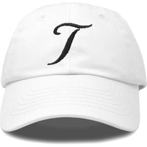 imageDALIX Initial Hat Letter T Womens Baseball Cap Monogram Cursive EmbroiderWhite