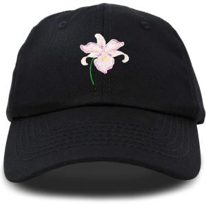 imageDALIX Orchid Hat Womens Floral Baseball CapBlack