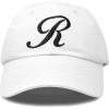 imageDALIX Initial Hat Letter R Womens Baseball Cap Monogram Cursive EmbroiderWhite