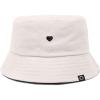 imageDALIX Lil Heart Embroidered Cotton Summer Outdoor Bucket Hat WomensParchment White