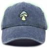 imageDALIX Mushroom Embroidered Glow in The Dark Hat Dad Hat Cotton Baseball CapWashed Navy Blue