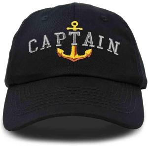 imageDALIX Captain Embroidered Dad Cap Cotton Baseball Hat MenBlack