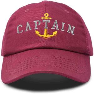 imageDALIX Captain Embroidered Dad Cap Cotton Baseball Hat MenMaroon