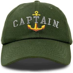 imageDALIX Captain Embroidered Dad Cap Cotton Baseball Hat MenOlive