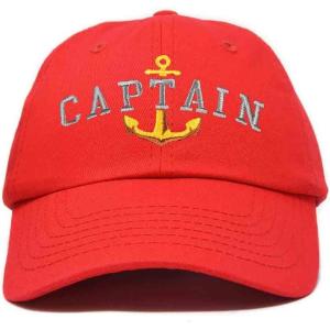 imageDALIX Captain Embroidered Dad Cap Cotton Baseball Hat MenRed