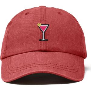 imageDALIX Cosmo Embroidered Cap Cotton Cosmopolitan Baseball Cute Cool Dad Hat WomensWashed Red