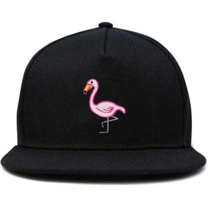 imageDALIX Flamingo Snapback Flat Bill Baseball Hat Embroidered Cap MensBlack