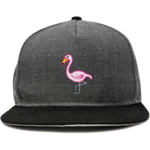 imageDALIX Flamingo Snapback Flat Bill Baseball Hat Embroidered Cap MensBlack Dark Gray