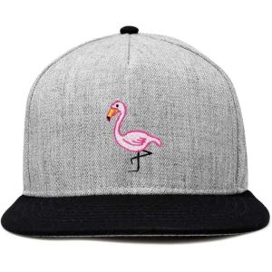 imageDALIX Flamingo Snapback Flat Bill Baseball Hat Embroidered Cap MensBlack Light Gray