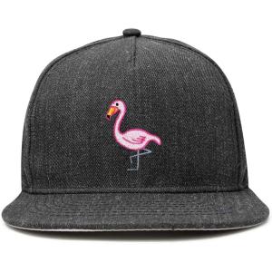 imageDALIX Flamingo Snapback Flat Bill Baseball Hat Embroidered Cap MensDark Gray