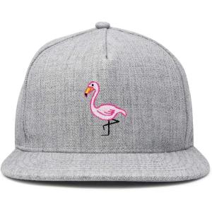 imageDALIX Flamingo Snapback Flat Bill Baseball Hat Embroidered Cap MensLight Gray