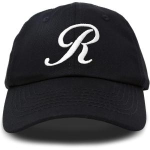 imageDALIX Initial Hat Letter R Womens Baseball Cap Monogram Cursive EmbroiderBlack