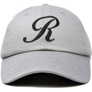 imageDALIX Initial Hat Letter R Womens Baseball Cap Monogram Cursive EmbroiderGray