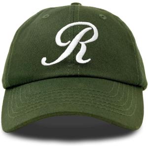 imageDALIX Initial Hat Letter R Womens Baseball Cap Monogram Cursive EmbroiderOlive