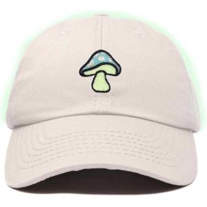 imageDALIX Mushroom Embroidered Glow in The Dark Hat Dad Hat Cotton Baseball CapBeige