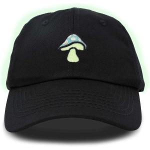 imageDALIX Mushroom Embroidered Glow in The Dark Hat Dad Hat Cotton Baseball CapBlack