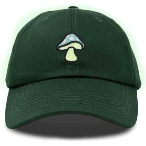 imageDALIX Mushroom Embroidered Glow in The Dark Hat Dad Hat Cotton Baseball CapDark Green