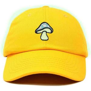 imageDALIX Mushroom Embroidered Glow in The Dark Hat Dad Hat Cotton Baseball CapGold