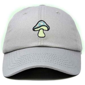 imageDALIX Mushroom Embroidered Glow in The Dark Hat Dad Hat Cotton Baseball CapGray