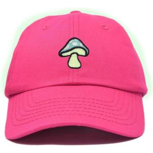imageDALIX Mushroom Embroidered Glow in The Dark Hat Dad Hat Cotton Baseball CapHot Pink