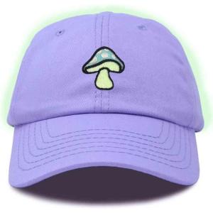 imageDALIX Mushroom Embroidered Glow in The Dark Hat Dad Hat Cotton Baseball CapLavender