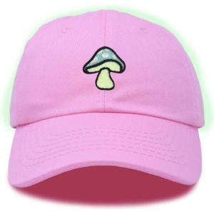 imageDALIX Mushroom Embroidered Glow in The Dark Hat Dad Hat Cotton Baseball CapLight Pink
