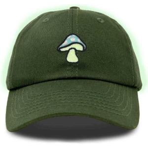imageDALIX Mushroom Embroidered Glow in The Dark Hat Dad Hat Cotton Baseball CapOlive