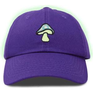imageDALIX Mushroom Embroidered Glow in The Dark Hat Dad Hat Cotton Baseball CapPurple