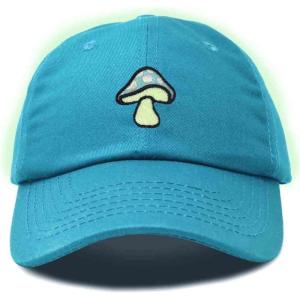 imageDALIX Mushroom Embroidered Glow in The Dark Hat Dad Hat Cotton Baseball CapTeal