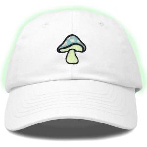 imageDALIX Mushroom Embroidered Glow in The Dark Hat Dad Hat Cotton Baseball CapWhite