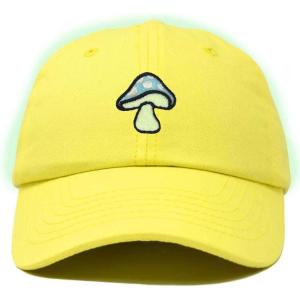 imageDALIX Mushroom Embroidered Glow in The Dark Hat Dad Hat Cotton Baseball CapYellow