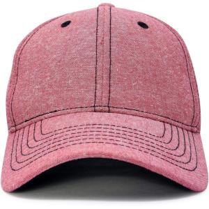 imageDALIX Premium Baseball Cap Structured Dad Hat Medium Crown ChambrayRed