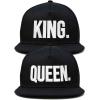 imageDALIX King Queen Hat Set Mens Womens Flat Bill Couples CapBlack