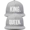 imageDALIX King Queen Hat Set Mens Womens Flat Bill Couples CapLight Gray
