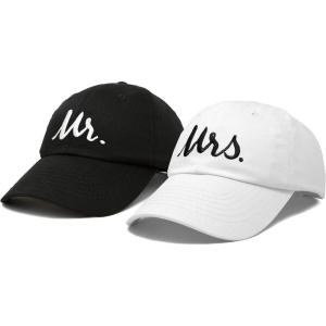 imageDALIX Mr and Mrs Baseball Cap Bride Groom Matching Hats Couples SetBlackWhite