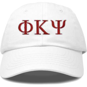 imageDALIX Phi Kappa Psi Greek Letters Ball Cap Embroidered HatWhite