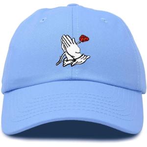 imageDALIX Prayer Hands Hat Baseball Cap Rose Dad Hats Black White Pink Blue Gray TanLight Blue