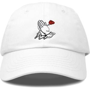 imageDALIX Prayer Hands Hat Baseball Cap Rose Dad Hats Black White Pink Blue Gray TanWhite