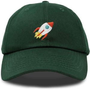 imageDALIX Rocket Hat Space Dad Caps Embroidered Custom Cap Cotton Hats NASADark Green