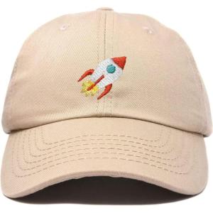 imageDALIX Rocket Hat Space Dad Caps Embroidered Custom Cap Cotton Hats NASAKhaki