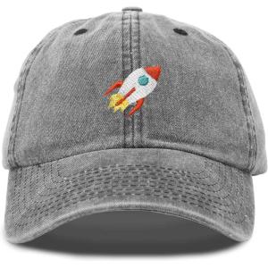 imageDALIX Rocket Hat Space Dad Caps Embroidered Custom Cap Cotton Hats NASAWashed Black