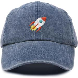 imageDALIX Rocket Hat Space Dad Caps Embroidered Custom Cap Cotton Hats NASAWashed Navy Blue