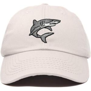 imageDALIX Shark Hat Embroidered Baseball Cap Great WhiteBeige